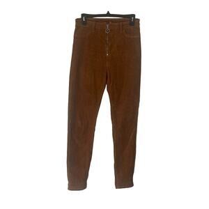 Women's Size 28 Corduroy Zip Up Hippie Boho Tan Skinny Pants